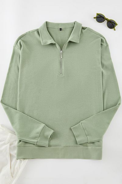 Trendyol Collection Ανοιχτό χακί Oversize/Φαρδύ φερμουάρ με φερμουάρ Polo γιακά χωρίς σημάδι TMNAW25SW00111
