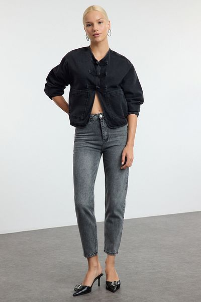 Trendyol Collection Black High Waist Mom Jeans Twoss21Je0016