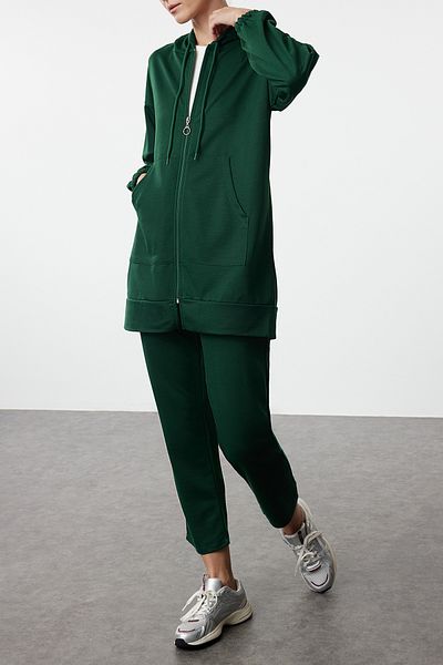Edit by Trendyol Emerald Green Hooded Cardigan and Trousers Set - Tedaw25Us00018