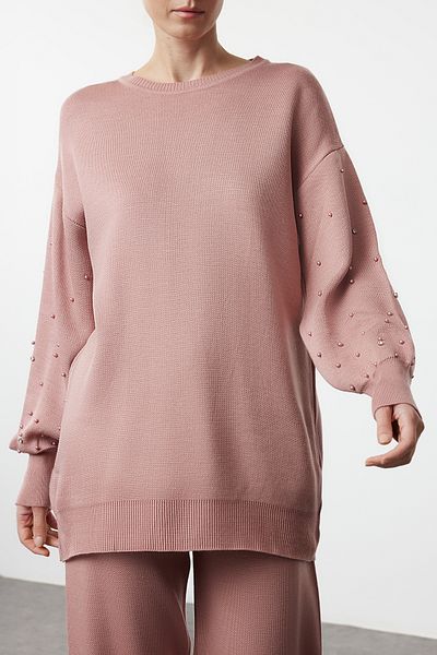 Edit by Trendyol Dusty Rose Stone Λεπτομερές πλεκτό κάτω επάνω σετ TEDAW25US00013