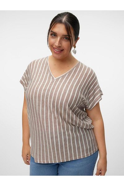 Veromoda Curve VMCLANA SS V-NECK JRS CUR GA Míč s krátkým rukávem