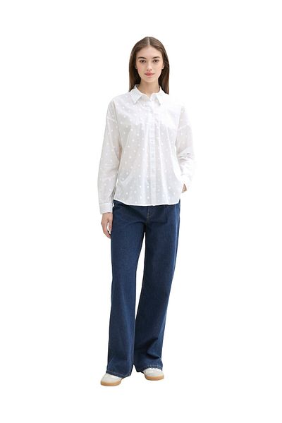 Tom Tailor Denim Bluse mit Punktstruktur