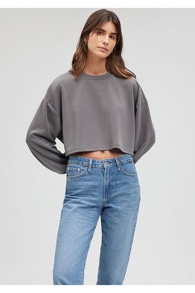 Mavi Lux Tencel Tm Gray sporty sweatshirt - Crew Neck 1s10061-70122