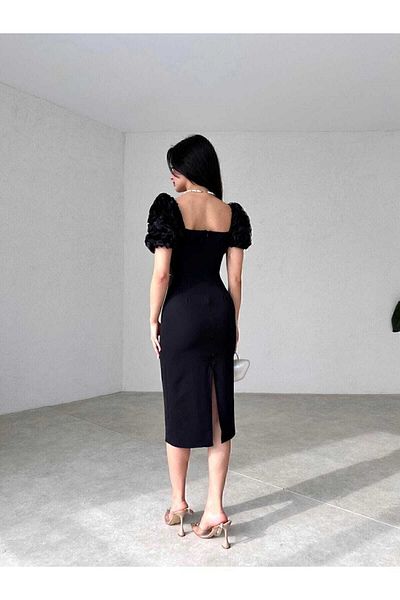 MODA DURAĞI Pearl Detail Quality Atlas Dress 2051
