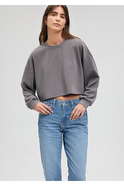 Mavi Lux Tencel Tm Gray sporty sweatshirt - Crew Neck 1s10061-70122