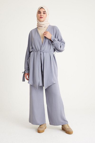 Plistre 1999_Tesettür Kimono & Pants Aerobin Set