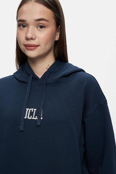 UCLA Navy Blue Embroidered Hooded Oversize Women's Sweatshirt - Jess