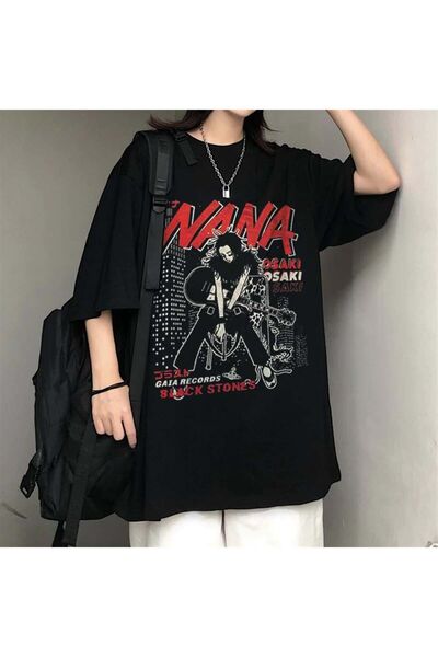 Toum Tricou oversize unisex negru cu imprimeu Nana Enya Jewelry