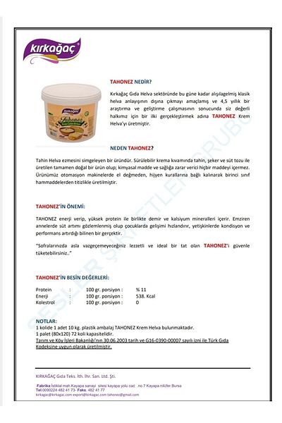 KIRKAĞAÇ Tahonez Cream Halva - 400 Gr.