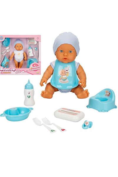 SAZE Bebelou Bakım Zamanı Sesli Gülen Ağlayan Bebek 32 cm 3823 OYUNCAK BEBEK SETİ MAVİ