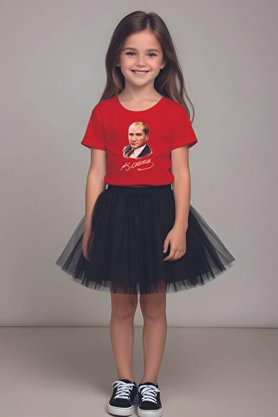 MYADA Set fustă și tricou tutu neagră cu imprimeu Ataturk - 10052