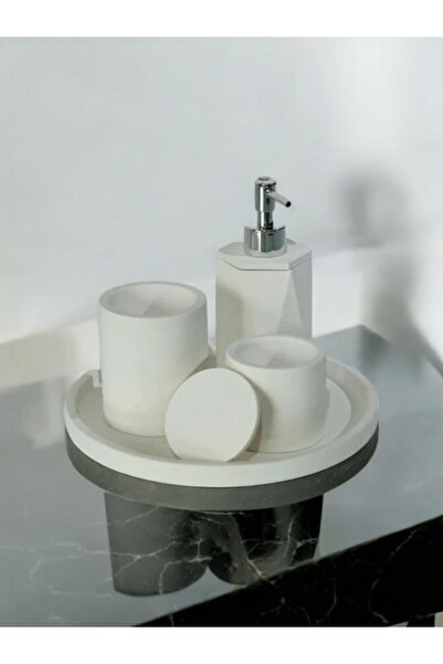 Trust Stone Σετ μπάνιου από ανοιχτό λευκό μπετόν 4 τεμαχίων