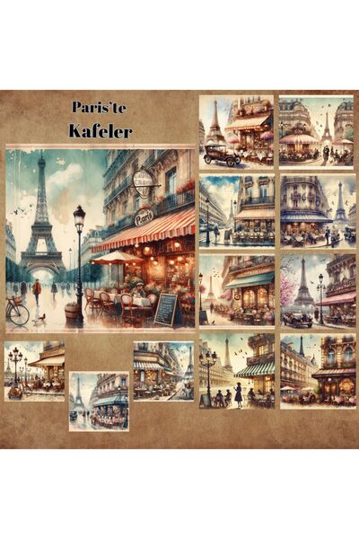 Pink Swan Craft 12 komada vintage pariskih kafića - set mat naljepnica za pla...