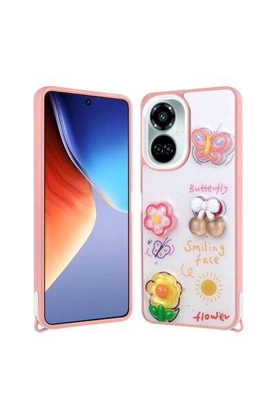 ZM STORE Tecno Camon 19 Uyumlu Kılıf Parlayan Simli Kabartma Figürlü Zore Cev...