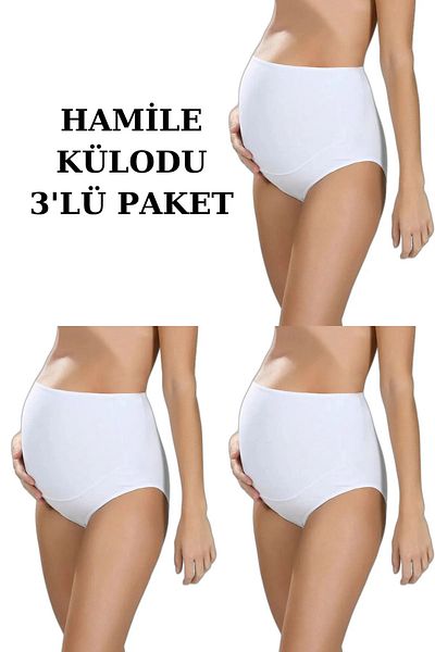 MYZİ STORE Chiloți ALBI de maternitate din bumbac, pachet de 3