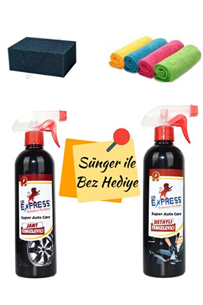 Drexpress Premium Jant Temizleyici Parlatıcı Döşeme Koltuk Temizleyici Süngerli Bez 500ml Spreyli Etkili