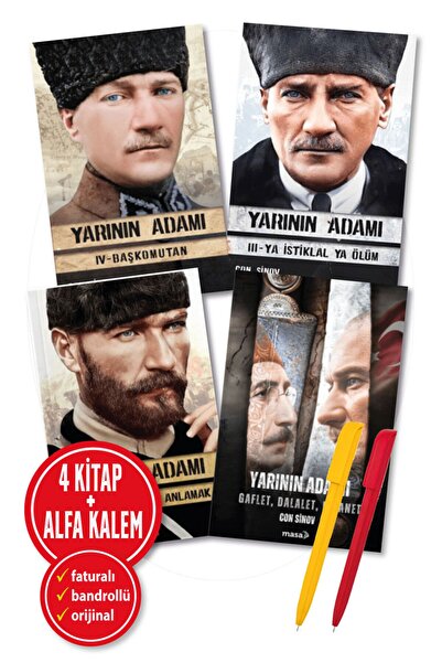 masakitap Con Sinov 4 Kitap Set - Yarının Adamı Mustafa Kemal Başkomutan 1-2-...