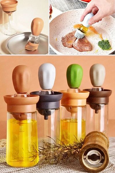 TİNEKE Oil Pot with Silicone Cream Brush - Container and Oil Pot Egg Brush