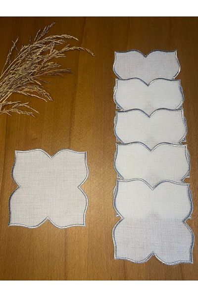 Smiling Home 6 Λευκά Ασημί Χρώμα Χαρτοπετσέτα Παρουσίασης Κοκτέιλ με μοτίβο Lotus