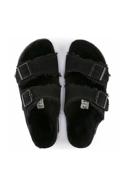 Birkenstock Arizona Vl Shearling Suede Leather Siyah Unisex Terlik
