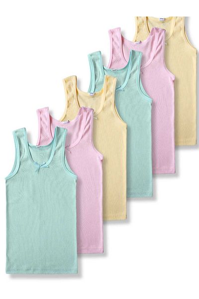 GizaKids 100% Cotton Girl's Athlete Undershirt Set of 6