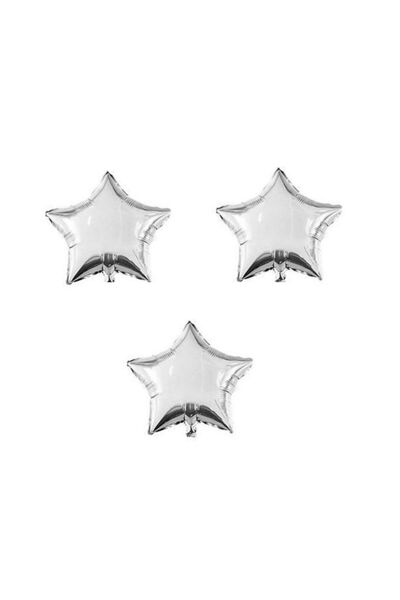 BEST PARTİ DOĞUM GÜNÜ PARTİ SÜSLERİ Star Foil Balloon 3 Pieces Silver
