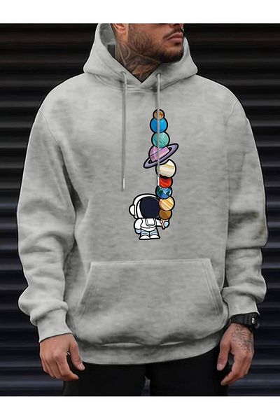 Keywest Astronaut And Navigators Printed Unisex Oversize Winter Hoodie - Φούτερ με κουκούλα 3 κλωστών 100% βαμβάκι
