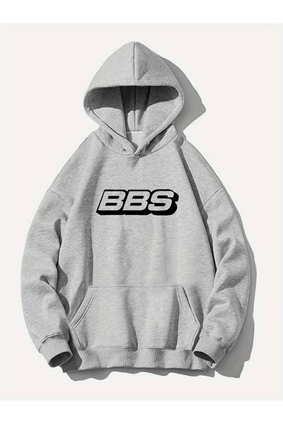 Keywest BBS Printed Unisex Oversize Winter Hoodie - 3 νήματα, 100% βαμβάκι, φούτερ με κουκούλα
