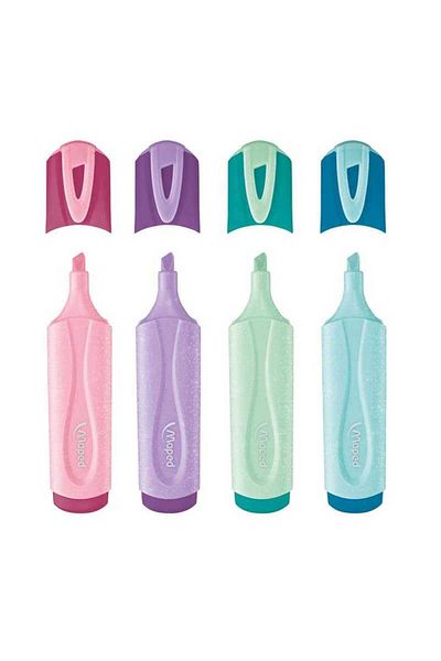 Maped Highlighter Glitter Pastel Pen - Pack of 4 Colors