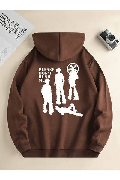 Keywest Χειμερινό φούτερ Unisex Oversize - Please Don't Rush Me Printed, 3 κλωστές 100% βαμβακερή κουκούλα