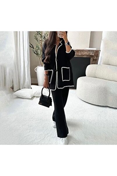 STİLNOVA طقم كارديجان وبنطلون نسائي بتصميم خاص - مطرز