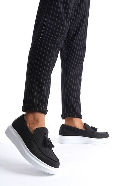 BZ Moda B154 Bt - Orthopedic Sole Black Linen Men's Classic Shoes