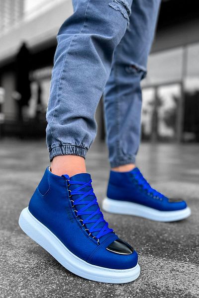 BZ Moda B267 Roma Mirror - Ορθοπεδικά Lace-Up Ανδρικά Αθλητικά Μποτάκια CBT Μπλε