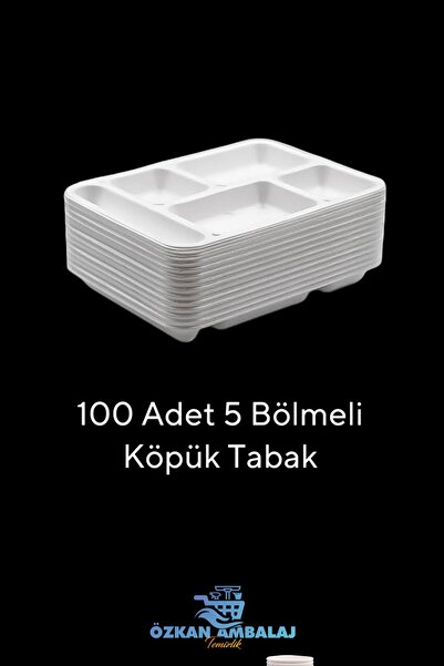 Özkan Ambalaj Temizlik 5 Gözlü Tabldot Köpük Tabak - Plastik Çatal,kaşık-karton Bardak