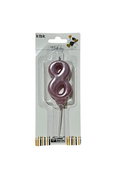 klbk 10 Cm 8 Yaş Doğum Günü Büyük Rakam Sayılı Pasta Mumu Rose Renk Rakam Mum