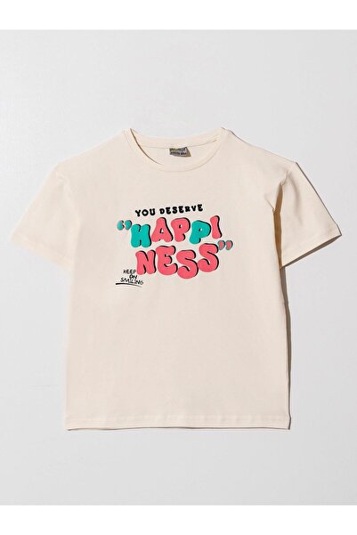 Mışıl Kids HAPPINESS YOU DESERVE εμπριμέ μπλουζάκι για κορίτσι