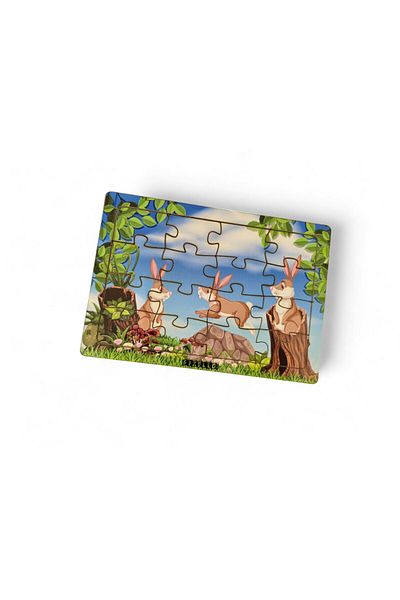 Fizello Rabbits 16 Pieces Educational Learning Wooden Kids Puzzle Montessori Jigsaw Baby Children Toy