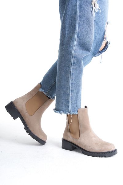Santamarina Γυναικείες αδιάβροχες ελαστικές μπότες Marta Beige Suede