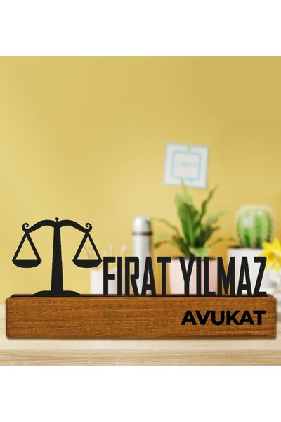 EJOYA Avukatlar Gününe Özel Kişiye Özel Tasarım Doğal Ağaç Masaüstü İsimlik 1...