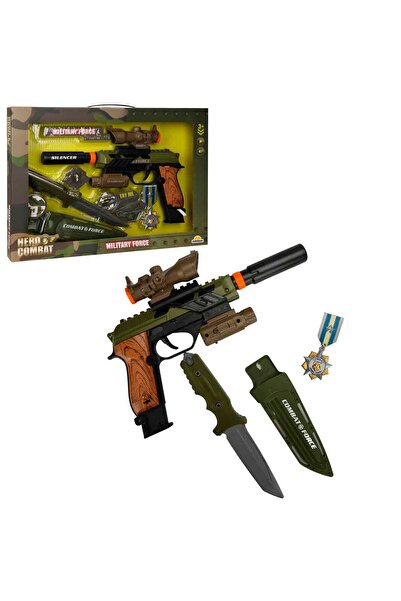 Sunman Sesli Işıklı Susturuculu Dürbünlü Tabanca ve Bıçak Askeri Silah Seti