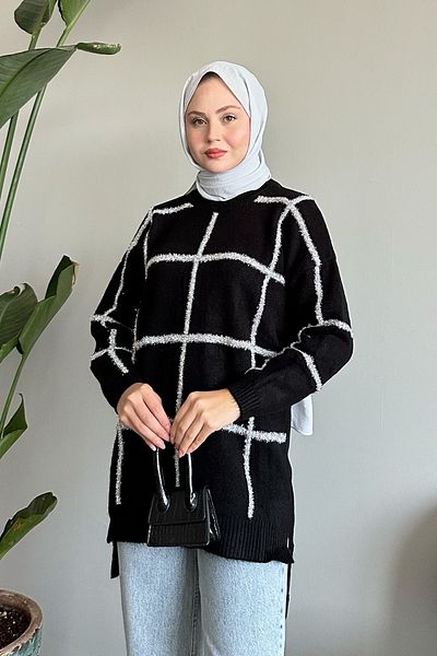 InStyle تونيك تريكو أسود ناعم لامع