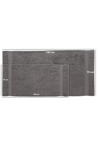MAURAHOME Tomurcuk %100 Pamuk 6'lı Banyo Ve El Havlu Seti | 2'li 70x140cm Ve 4'lü 50x100cm | Antrasit