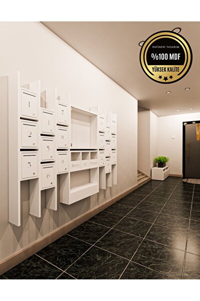rafineritasarım ELİPS Posta Kutusu MDF 18 ' Lİ BEYAZ