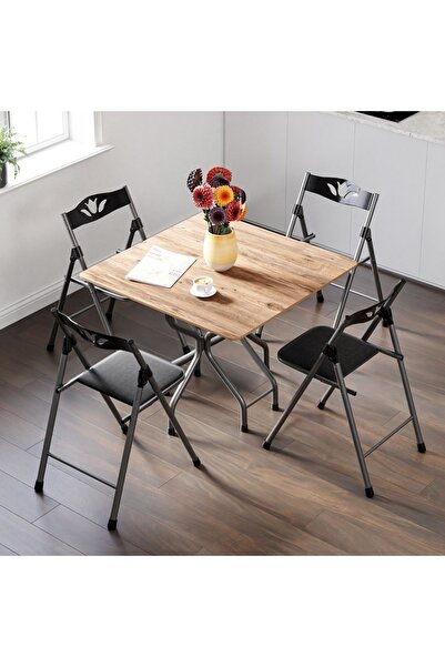 Güzelkan Katlanır Kırma Kare Masa Sandalye Takımı Seti