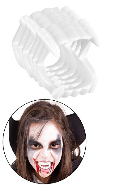 Parti dolabı 10'lu Takma Vampir Dişi, Happy Halloween Vampir Dişi Cadılar Bayramı Kostüm Takma Diş