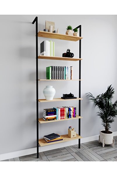 Güzelkan Kitaplık Duvar Rafı Metal Kitaplık Mobilya 6 Katlı