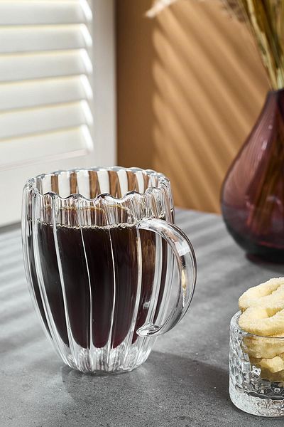 Perotti Stripe 350ml Double Leather Mug