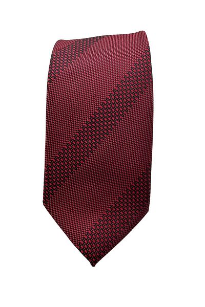 CROATE 100% Microfiber Striped Burgundy Tie
