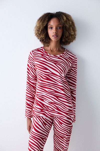 Penti Red Zebra Print Cotton Pajamas Set