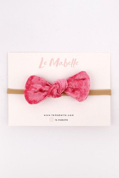 Le Mabelle Pink Velvet Bow Girl's Hair Band